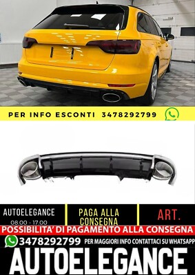 Diffusor Stoßstange Hinten RS4 Look für Audi A4 B9 (8W) Limousine Avant 15-19