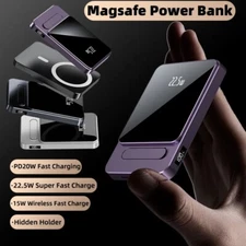 PD 20W Magnetic Power Bank Fast Wireless Charger Mini External Battery 10000mAh