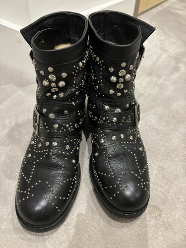 Black Jimmy Choo studded Youth Flat boots EU 37.5, UK 4.5 - Picture 9 of 14