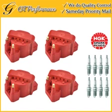 Performance Red Ignition Coil & NGK Spark Plug 8PCS for Cadillac/ Chevrolet V8
