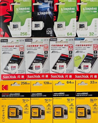 Kingston,Kodak,Sandisk 32,64,128,256GB Micro SDXC SD Speicherkarte UHS-1 Klasse 10