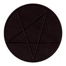 All Black Pentagram Symbol Iron On Embroidered Patch