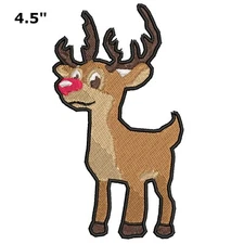 Christmas Patch Rudolph Embroidered Iron-On Custom Applique Santa Reindeer Kids