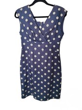JOULES Julia Dress Size 10 Blue Polka Dot Knee Length Cotton Spot