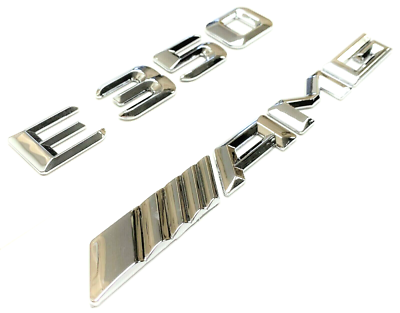 1 Chrome E350 + AMG Style Rear Trunk Emblem Badge Decal For Mercedes Direct Replacement