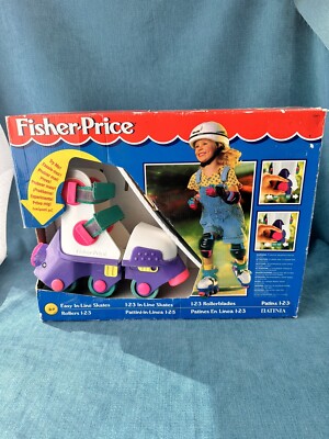 1994 Fisher-Price Easy Inline Skates Rollerblades Vintage - White Pink FUNKTIONIERT