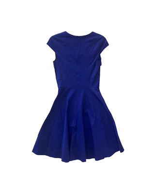 royal blue retro dress Vintage Royal Blue Satin Ball Gowns Wedding Dresses Lace Cap Sleeves main image 0