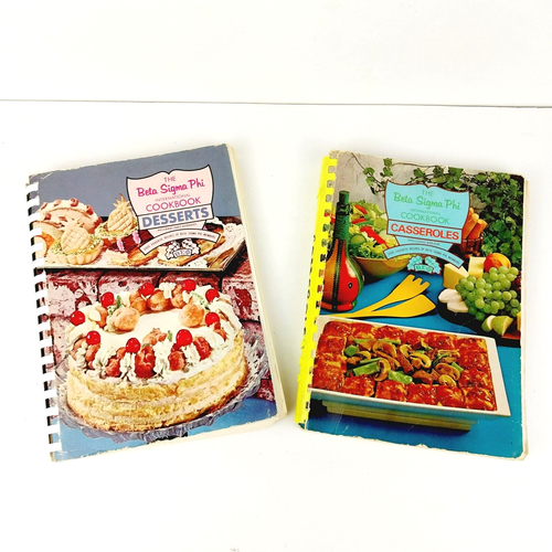 Lot Of 2 Vintage Beta Sigma Phi International Cookbook - Dessert And Casseroles