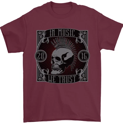 Musique We Trust Punk Rock Crâne T-Shirt 100% Cotton - Photo 1/4