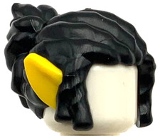 Lego New Black Minifigure Hair Long Side Bangs Bun with Yellow Elf Ears Piece