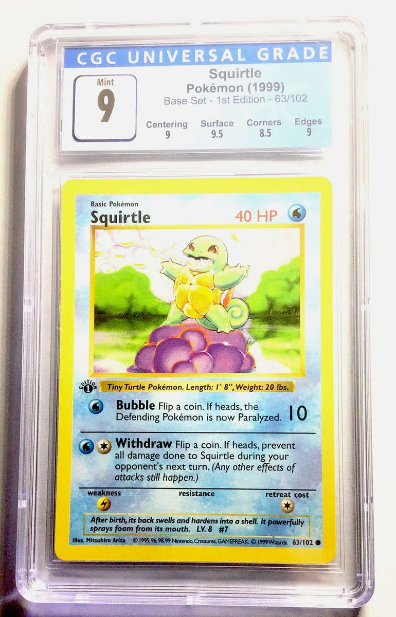 ゼニガメ Squirtle (1st Edition)Shadowless 美品 Pokemon PSA 9 MINT 1999 Squirtle 1st Edition Shadowless Base