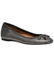 Women's COACH Gunmetal Silver Lara Studded Metallic Ballet Flats Shoes 185 5 M