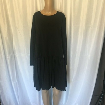zara black fringe dress