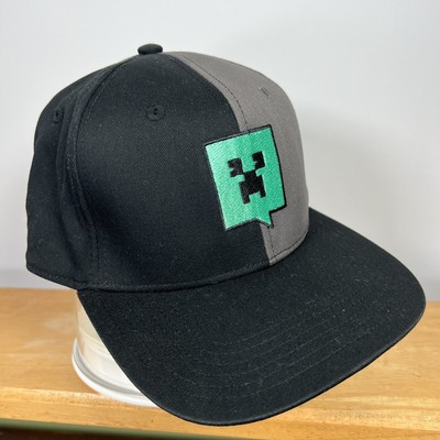 Minecraft Creeper Youth Hat Cap Kids Black Gray Snapback Embroidered        STH