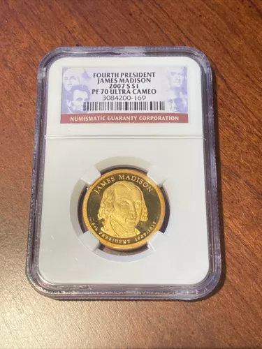 2007 S James Madison Presidential Dollar $1 NGC PF70 Ultra Cameo