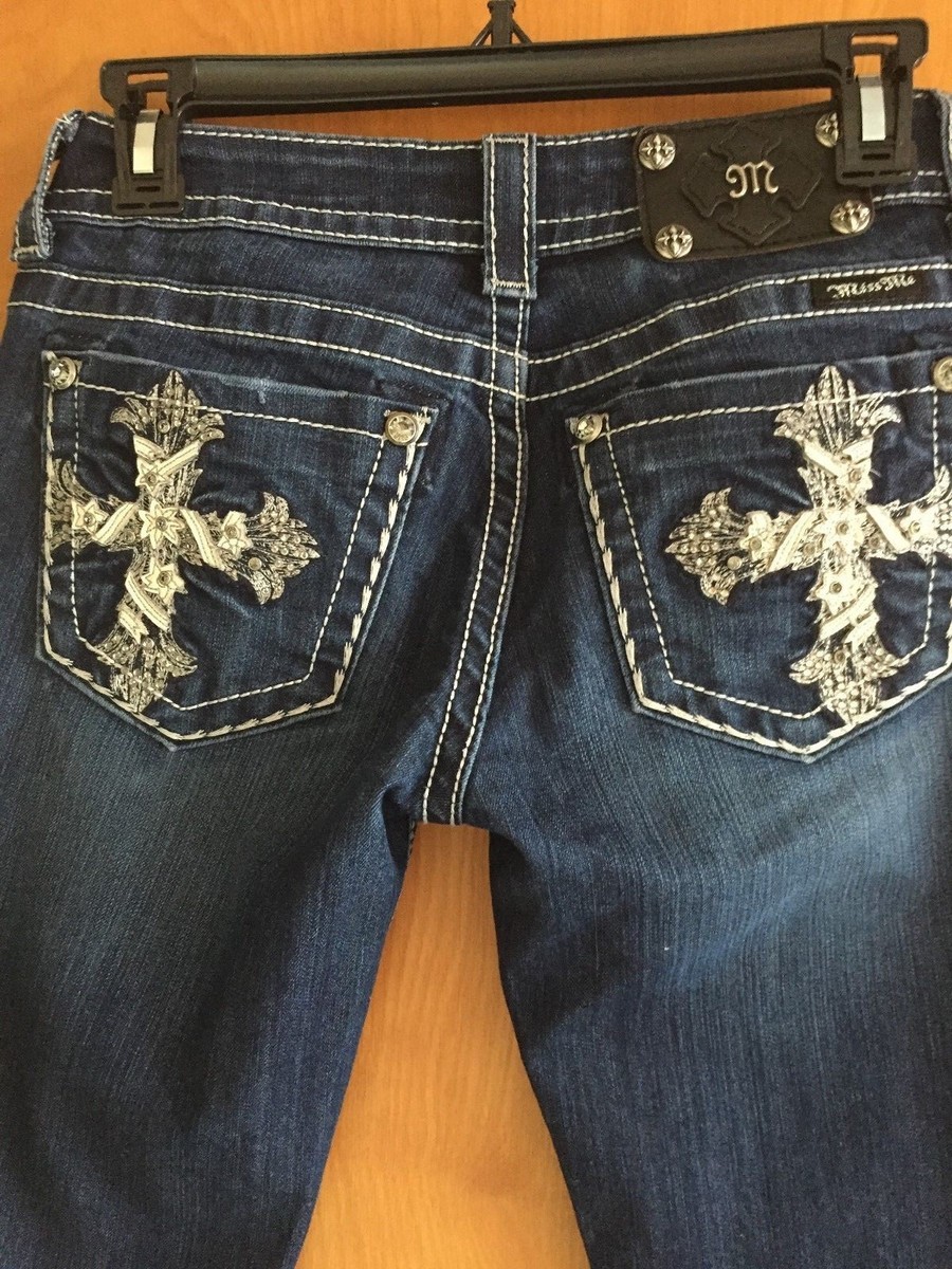 Miss Me Jeans, Denim, Embellished, blue, medium wash, Size Miss Me Jeans, Denim, Embellished, blue, medium wash, Size