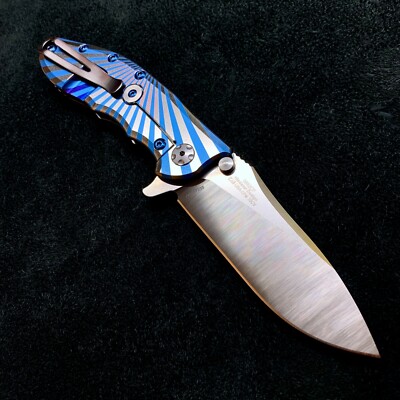 Zero Tolerance 0562CF Flipper Rick Hinderer Plain Edge Light Blue Starburst NEW