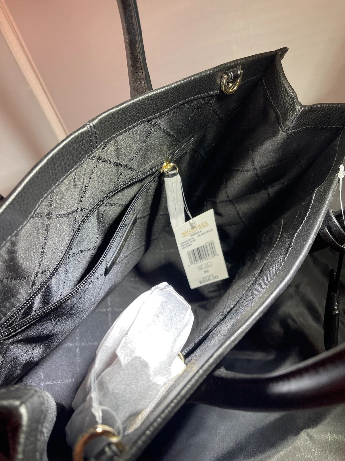 Borsa a tracolla Michael Kors Mirella media in pelle nera nuova con etichetta