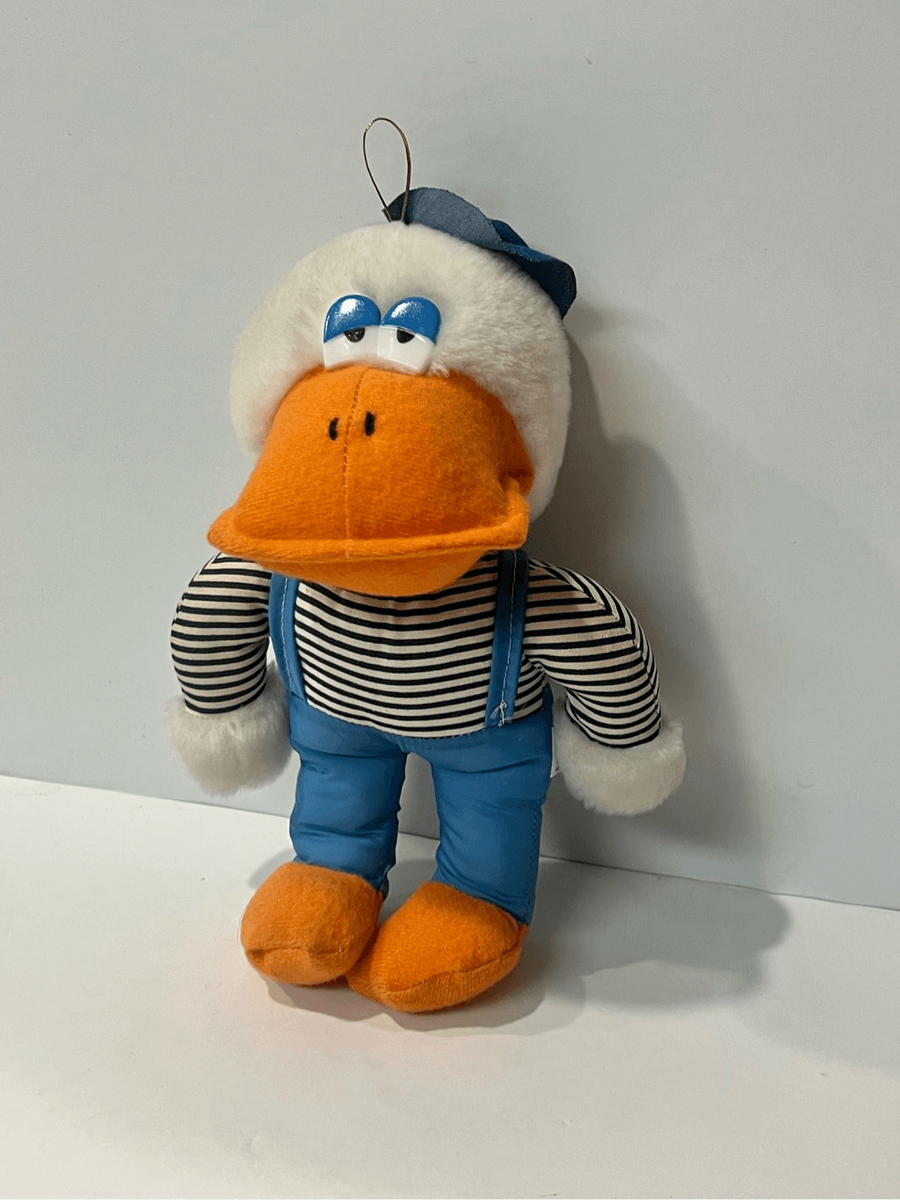 Nanco Vintage Duck Tough Guy White Blue 10” Plush Stuffed Animal