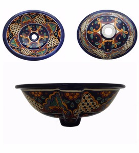 Details About Mexican Ceramic Sink Bathroom Vessel Sinks Handmade Decor Double Painted 23