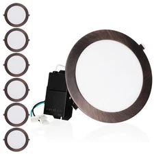 6-Pack 18W 8 Inch LED Recessed Light with J-Box, Oil Rubbed Bronze, 5000K