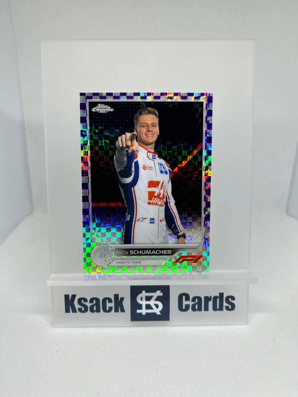 2022 Topps Chrome Formula 1 F1 Mick Schumacher Purple Checker /199 #69 Haas