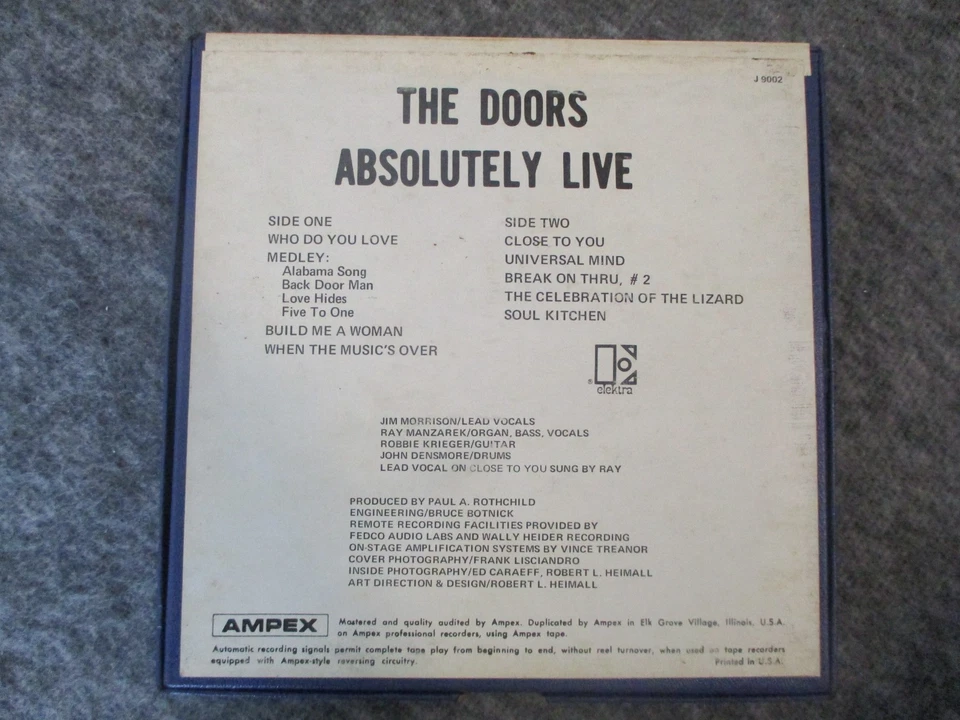 DOORS – ABSOLUTELY LIVE - 1970 REEL R2R DOUBLE PLAY 7 ½ IPS ELEKTRA Foto 3 de 4