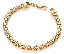 9ct Yellow Gold & Silver Square Byzantine Link LADIES 7.5 inch Bracelet