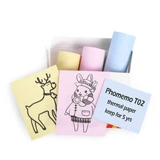 Phomemo T02 Pink/Yellow/Blue Thermal Paper Non-Adhesive Color Paper Printer P...