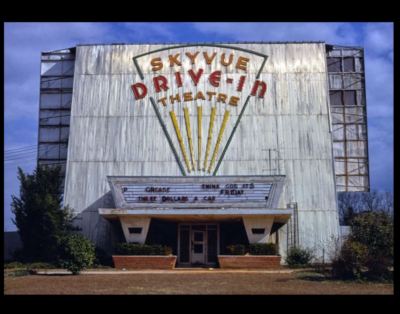Vintage Skyvue Drive-In Movie Theater PHOTO 1970s Alabama Classic Screen GREASE