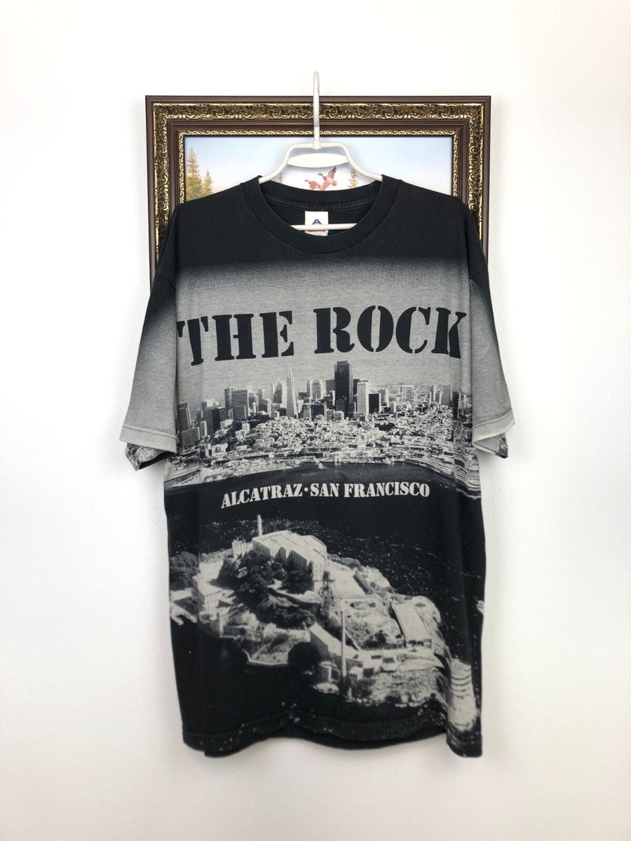 Vintage 90's The Rock Alcatraz San Francisco Shirt Over Print Mens