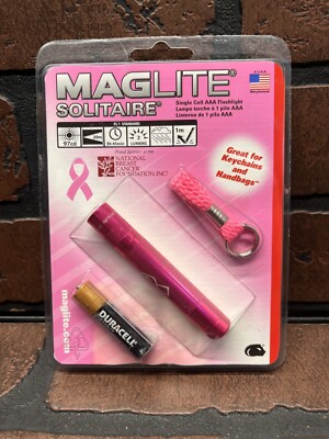 Maglite Solitaire Special Edition Breast Cancer Ribbon NBCF Pink Flashlight New