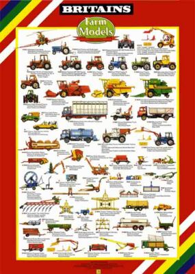 BRITAINS TOYS FARM SHOP DISPLAY POSTER No.74 1980's Tractor Poster Prospekt A3