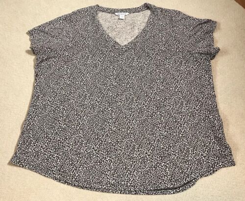Athleta Breezy Scoop V-Neck T-Shirt Womens 2X Animal Print Soft Lightweight