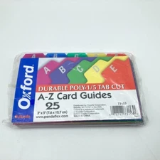 Oxford Poly Index Card Dividers A-Z Guides 4" x 6" 1/5 Cut