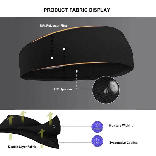 Men Women Sports Headband Anti-Sweat Band Running Yoga Stretch Sports Head Bands - Picture 11 of 18
