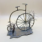 Vintage Metal Art Sculpture Copper Rust Tin High Wheel Bicycle Retro MCM Signed