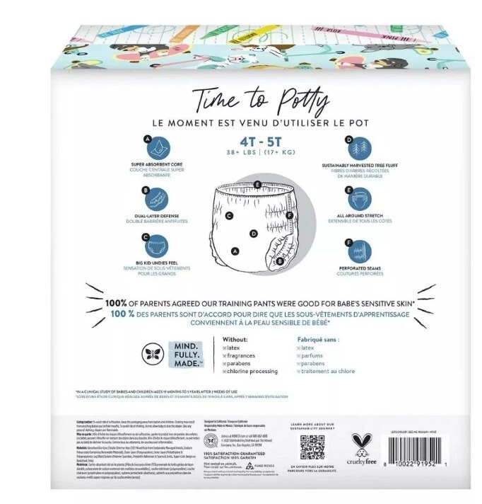 New All Natural Formula HONEST 32 Training Pants Diapers SIZE 4T/5T - Image 2 of 4