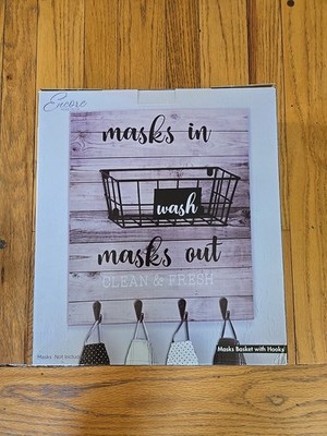 Laundry Face Mask Basket & Hooks Storage