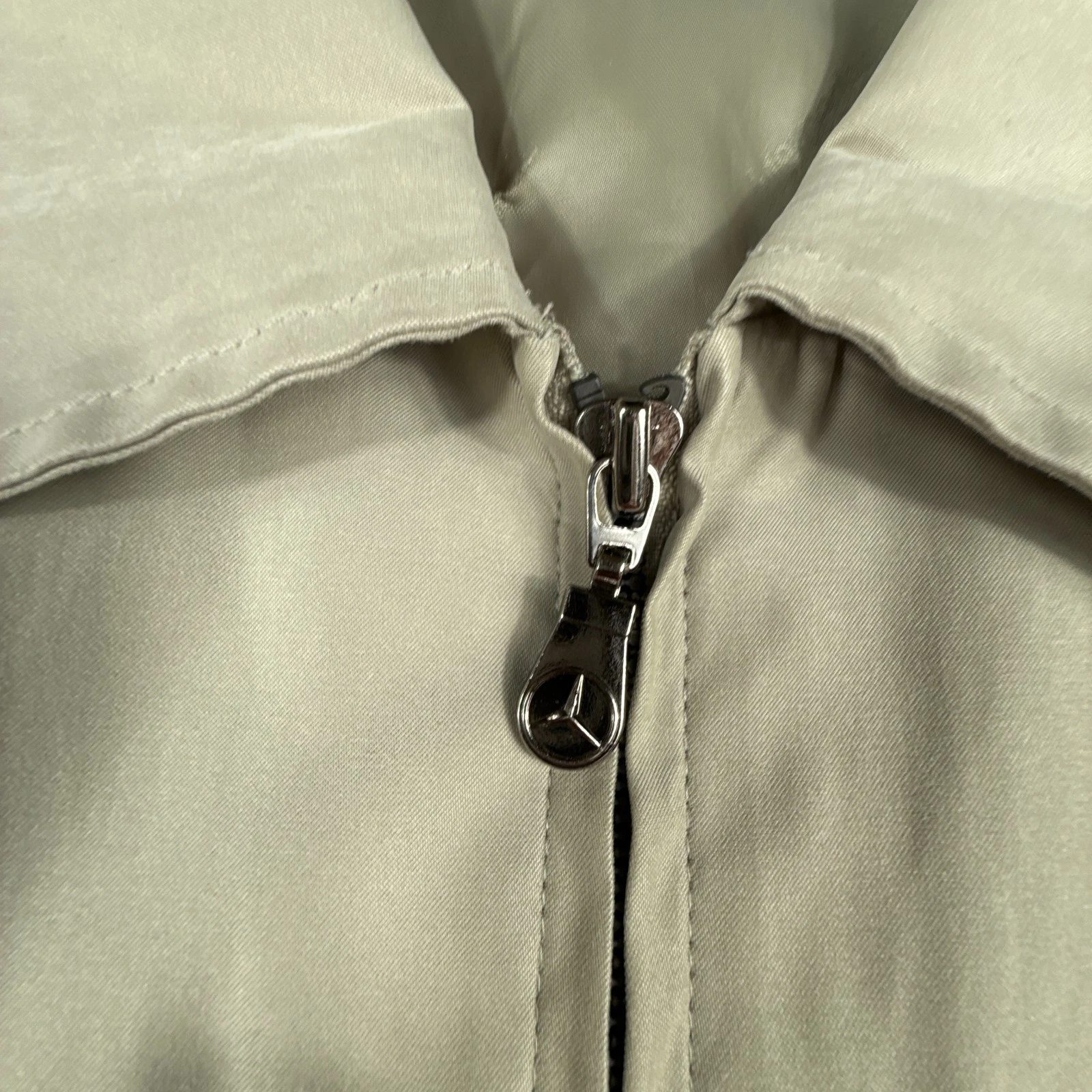 Vintage Mercedes Benz Jacket Mens Large Beige Windbreaker Coat Full Zip Lined image 12