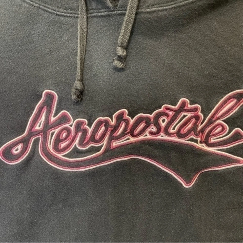 Aeropostale пуловер толстовка с капюшоном девочек размер маленький черный розовый логотип - Изображение 3 из 4