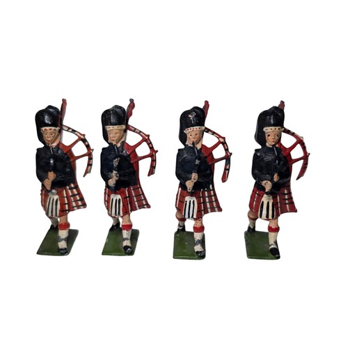 Vintage Britains Toy Soldiers British Scots Guards Pipers of Set #69 1930s