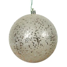 Vickerman N592538DQ 10 in. Champagne Sequin Drilled Cap Christmas Ornament Ball