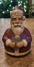 Vintage Folk Art Handmade Old World Santa Claus Resin Signed