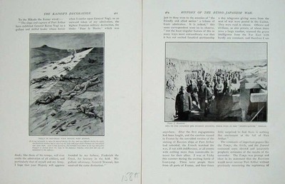 Original alter antiker Druck russisch-japanischer Kriegshafen Arthur Siers Graben Foto