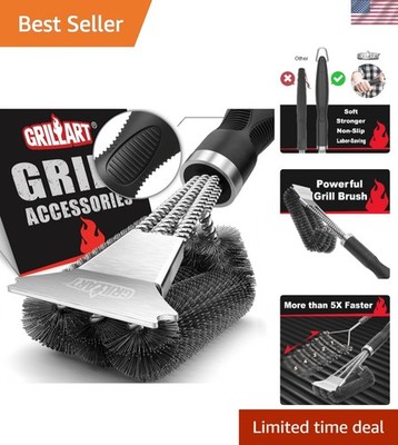 Extra Strong Grill Brush and Scraper   5x Faster BBQ Cleaner for Perfect Grates