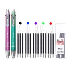 6 in 1 MultiColor Ballpoint Pen Set - 18Pcs Retractable 5 Colors and Mechanic