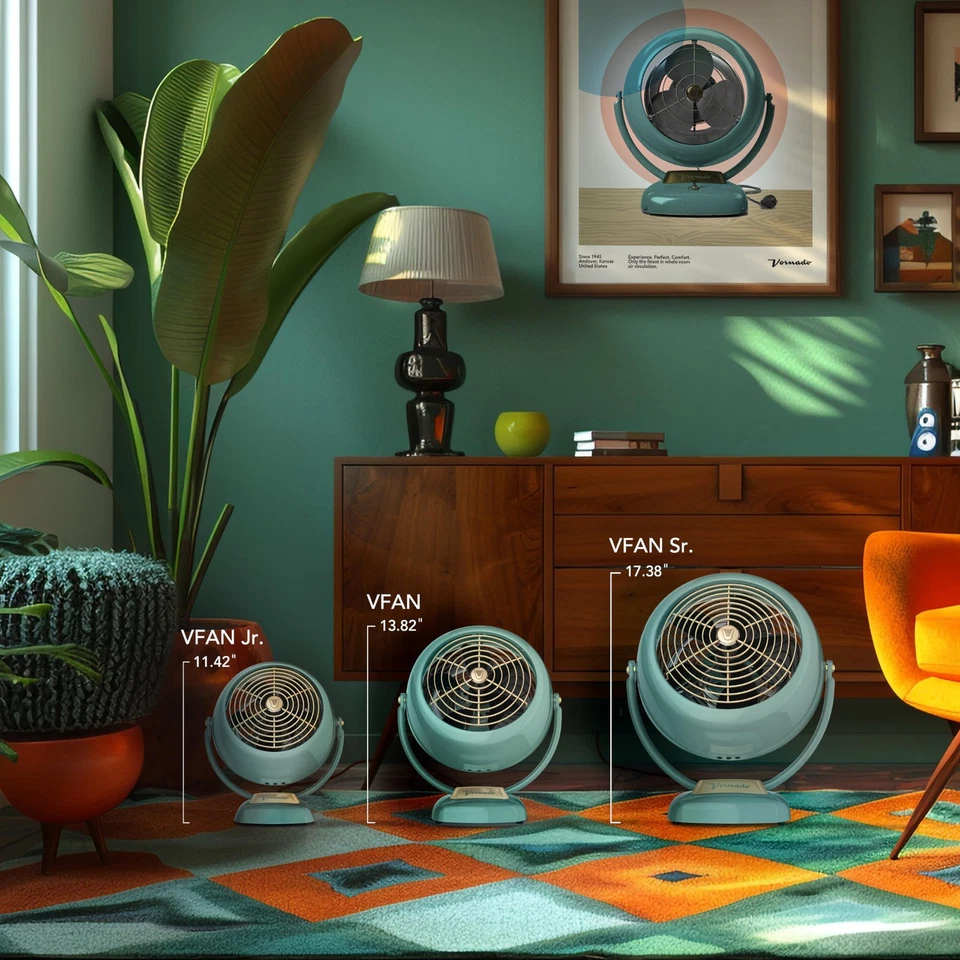 Ventilador Eléctrico Retro Vornado VFAN Sr 3 Velocidades Flujo de Aire Ajustable Diseño Clásico Foto 2 de 4