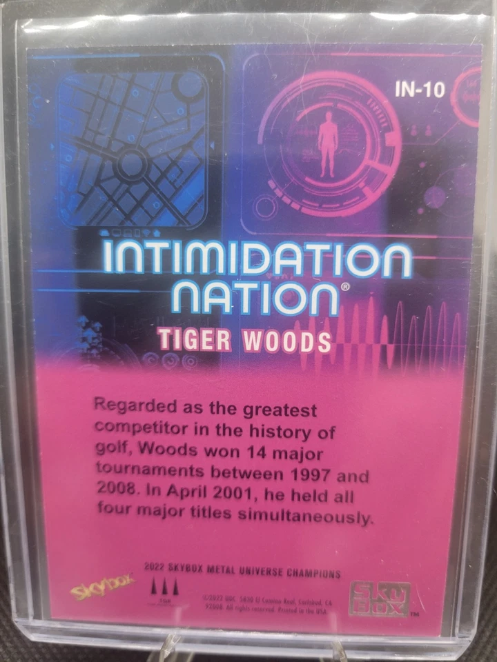 2022 Skybox Metal Universe Champions - Intimidation Nation Tiger Woods #IN-10 - Image 2 of 3