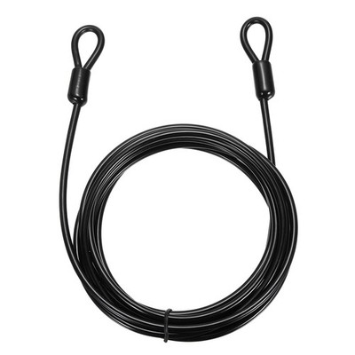 5/32'' Dia 9.8ft Security Cable Lock Vinyl Coated Steel with Loops Black